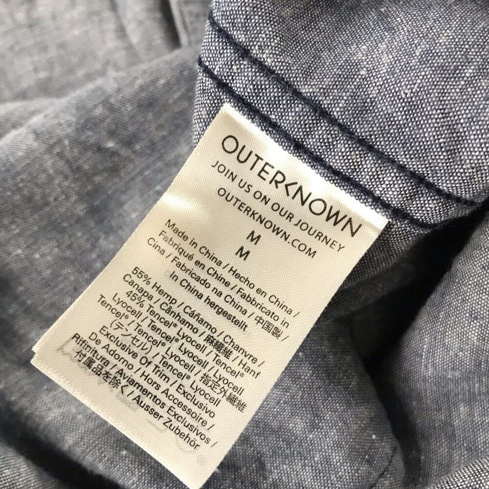 Outerknown M short sleeve button down hemp shirt sustainable lightweight - Picture 3 of 9
